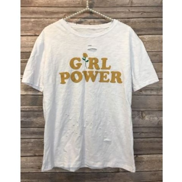 Tops - Girl Power Graphic T-Shirt Large Distressed NWOT